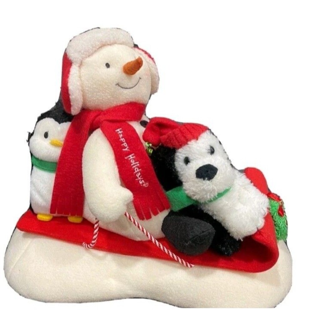 Hallmark 2007 Jingle Pals Snowman Sleigh Ride Musical Animated Sled Penguin Dog